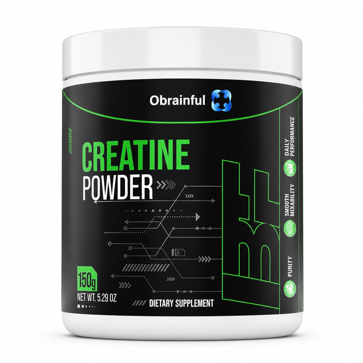 Obrainful Unflavored Creatine Monohydrate Powder 5.3 oz