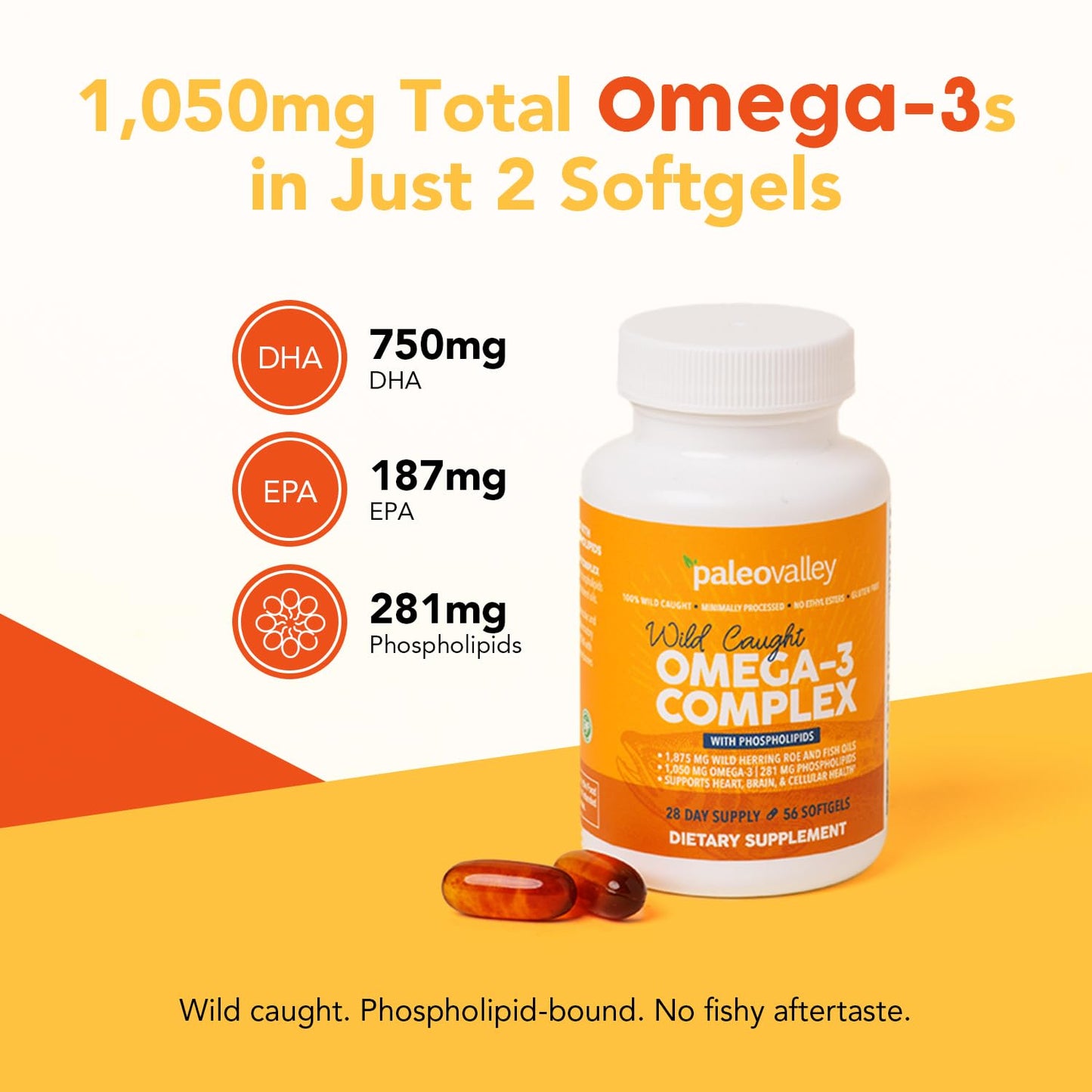Paleovalley Omega-3 Complex, Wild Caught Fish Oil Softgels, 56 Count