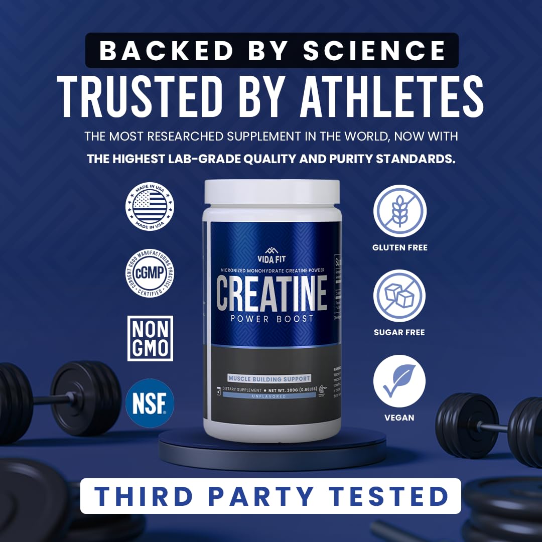 Vida Fit Micronized Creatine Monohydrate Powder 10.58 Ounce