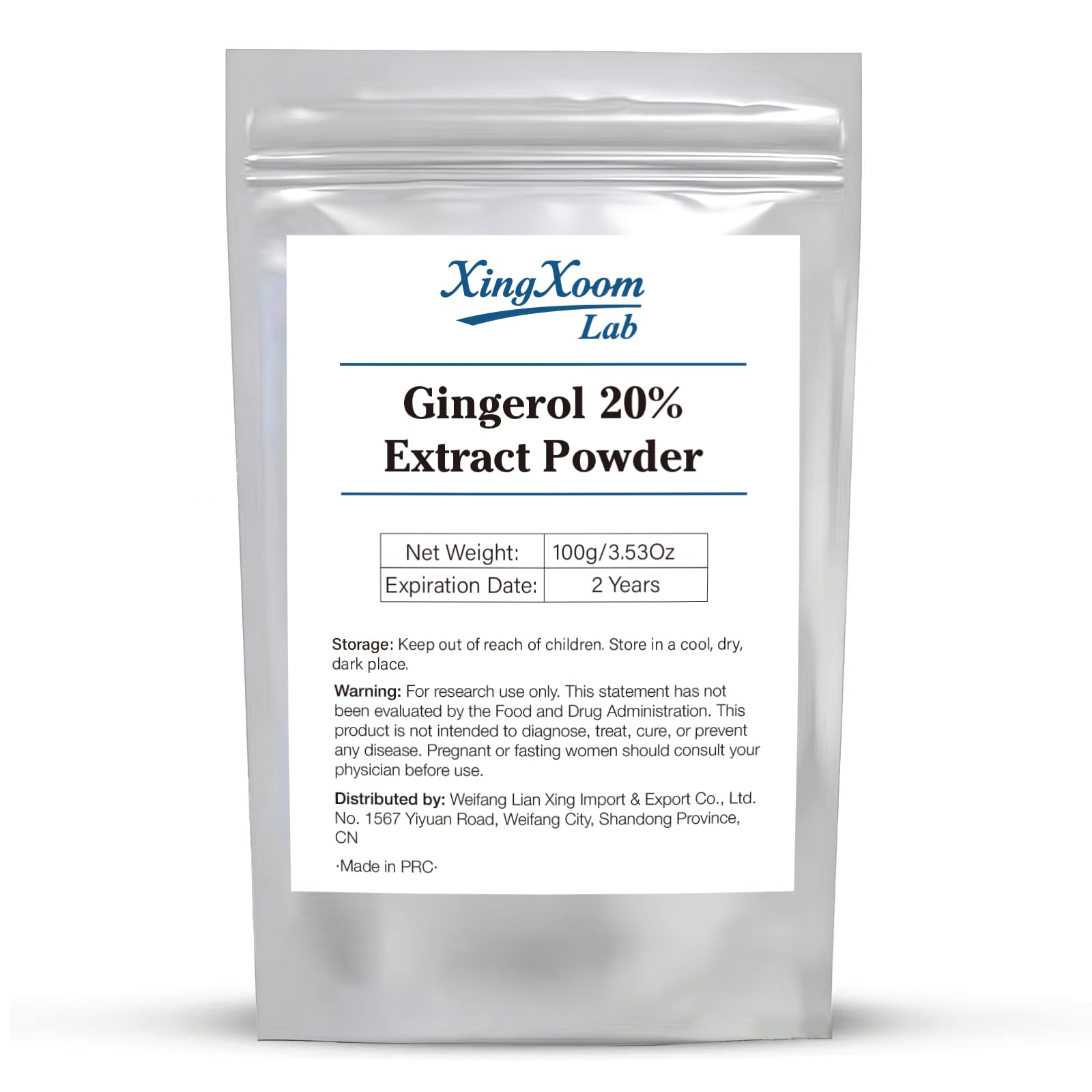 XingXoom Gingerol 20% Powder Dried Ginger Extract, 3.5 Ounce