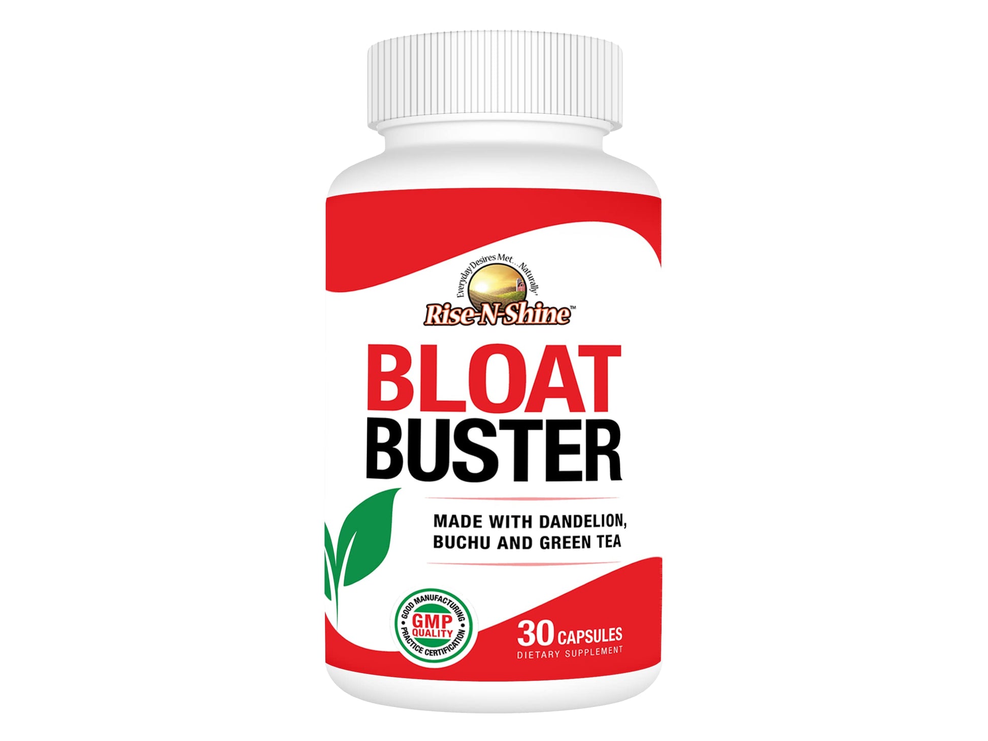 Rise-N-Shine Bloat Buster Water Pills with Dandelion, Green Tea, Apple Cider Vinegar and More to Help Water Retention and Bloating 30 Capsules