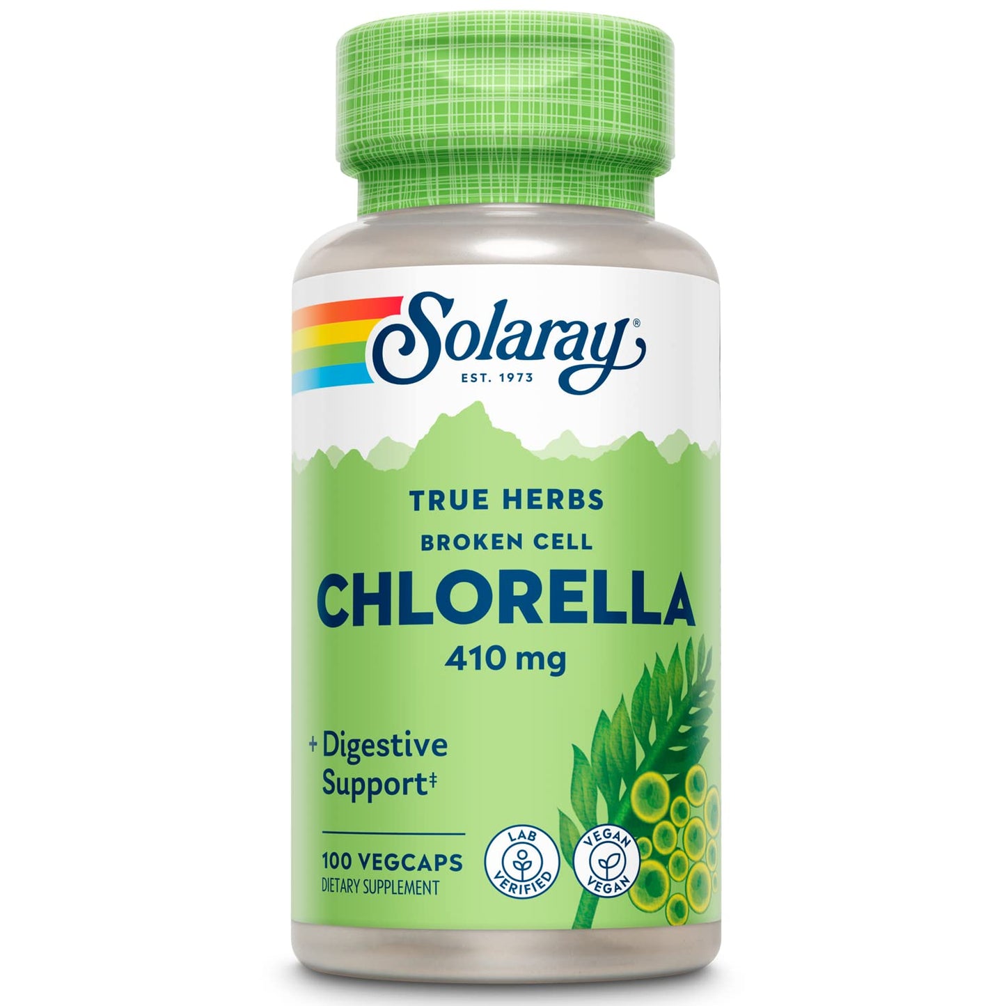 Solaray Broken Cell Chlorella 410 mg Capsules, 100 VegCaps