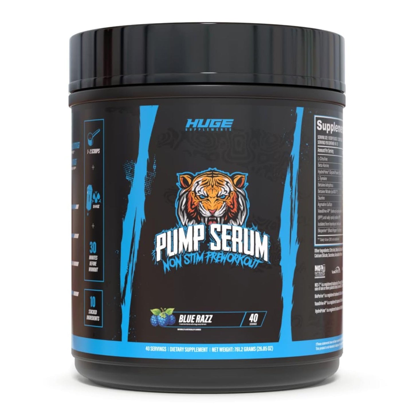 Huge Supplements Pump Serum Non-Stim Pre-Workout, Powder, 40 Servings