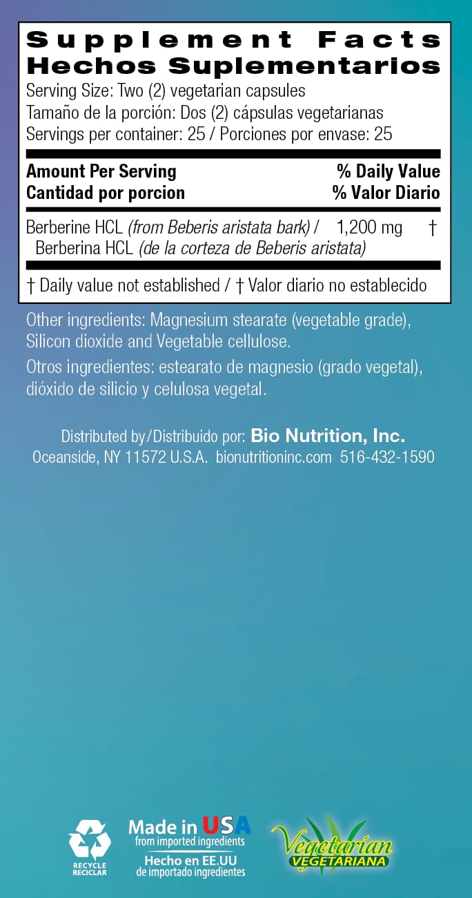 Bio Nutrition Advanced Berberine Capsules 50 Count