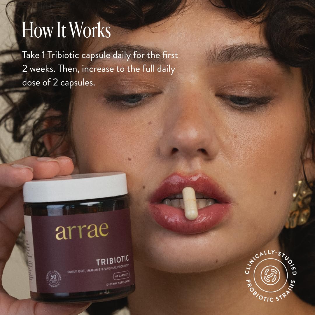 Arrae Tribiotic Women's 4-in-1 Probiotic Capsule, 50B CFU, Gut & Vaginal Health, 30 Count