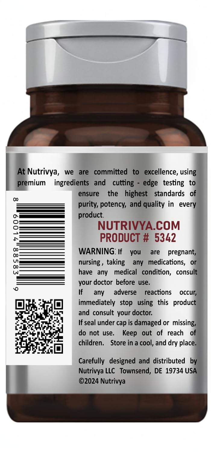 Nutrivya Berberine Supplement 500mg Capsules, 60 Count