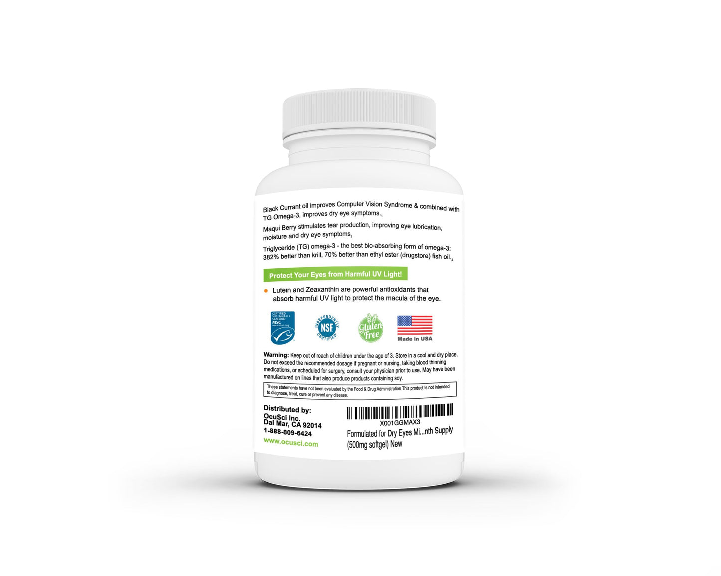 OcuSci Ultra Pure Omega-3 Softgels, Mini, 180-Count
