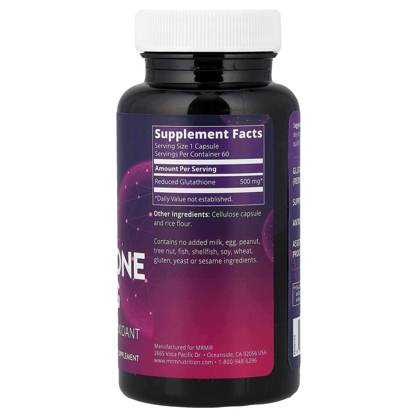 MRM Reduced Glutathione Capsules, 500mg, 60 Count