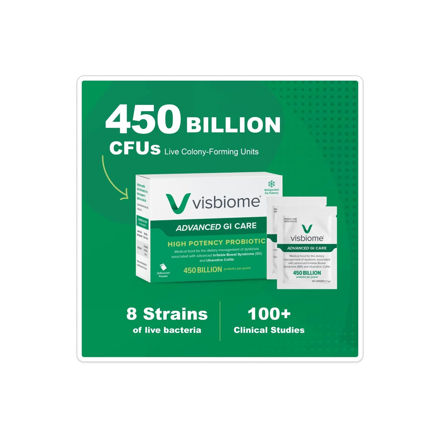 Visbiome Advanced GI Care High Potency Probiotic 450 Billion Strength Powder 2.7