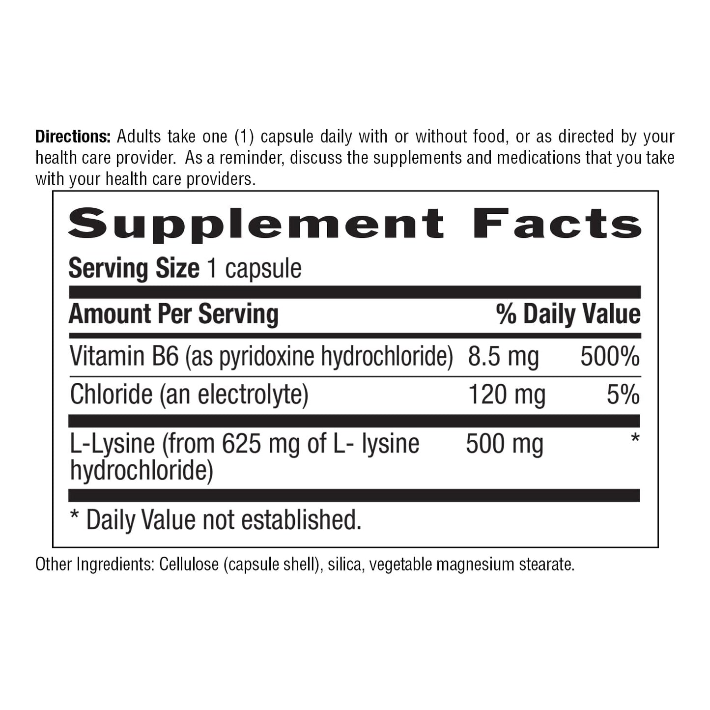 Country Life L-Lysine 500mg with B-6, 250 Vegan Capsules