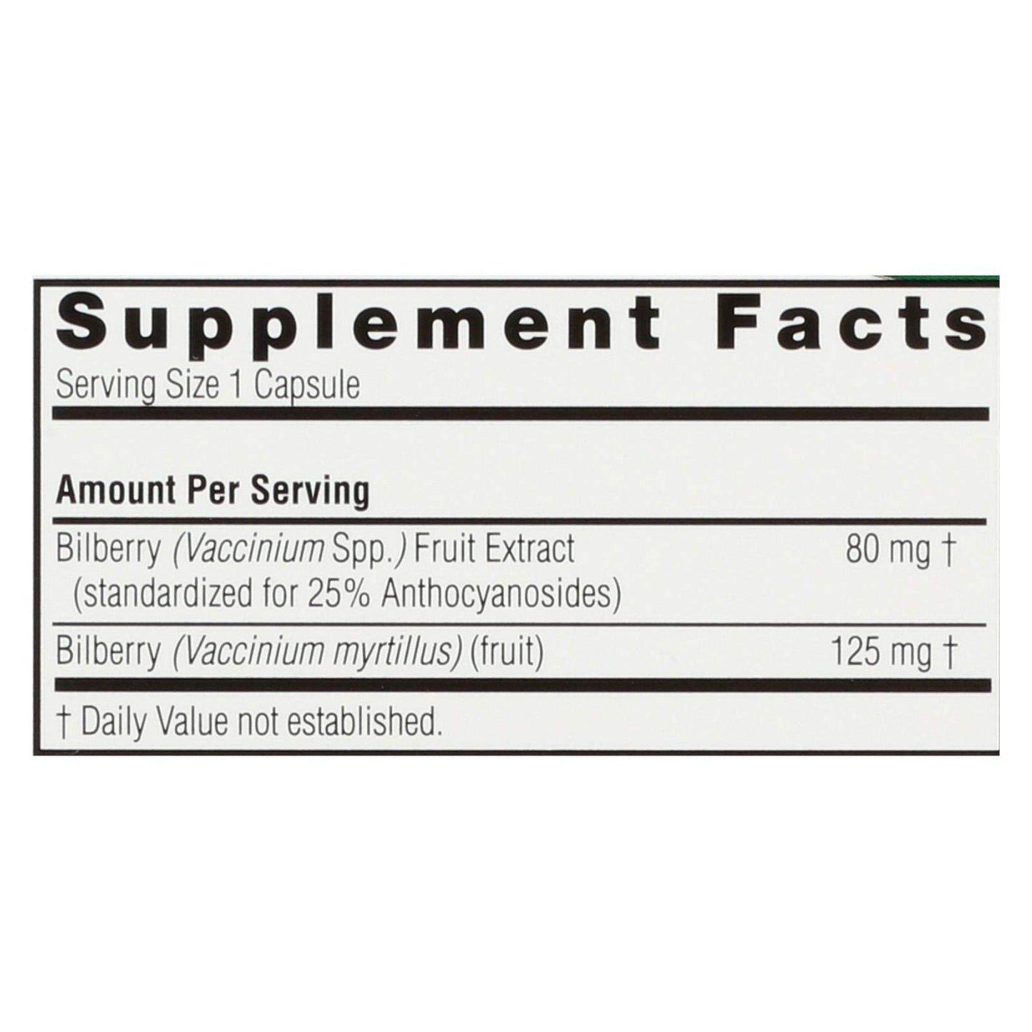 Nature's Answer Standardized Bilberry Capsule 90