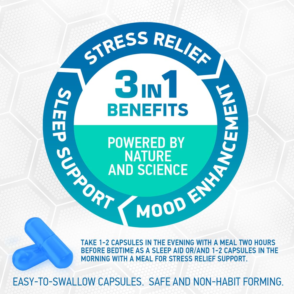 HARDLABZ Relax - All-Natural Stress Relief, Sleep Support, Mood Enhancement Herbal Supplement with Ivan Tea, Valerian, Ginseng, Lavender, Lemon Balm, Motherwort, 60 Capsules