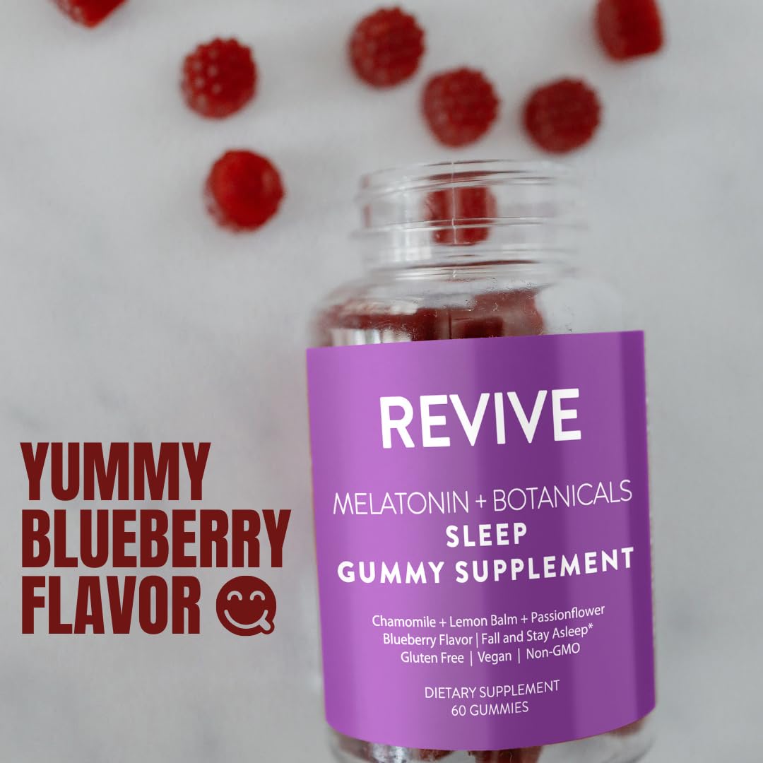 REVIVEEO Melatonin & Botanicals Sleep Gummy Supplement Chewable, 60 Count
