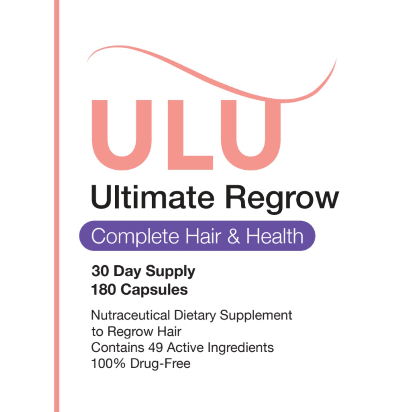 ULULIFE Ultimate Regrow Multivitamin Capsules, Promotes Hair Growth, Skin, & Nails Health, 2 Count