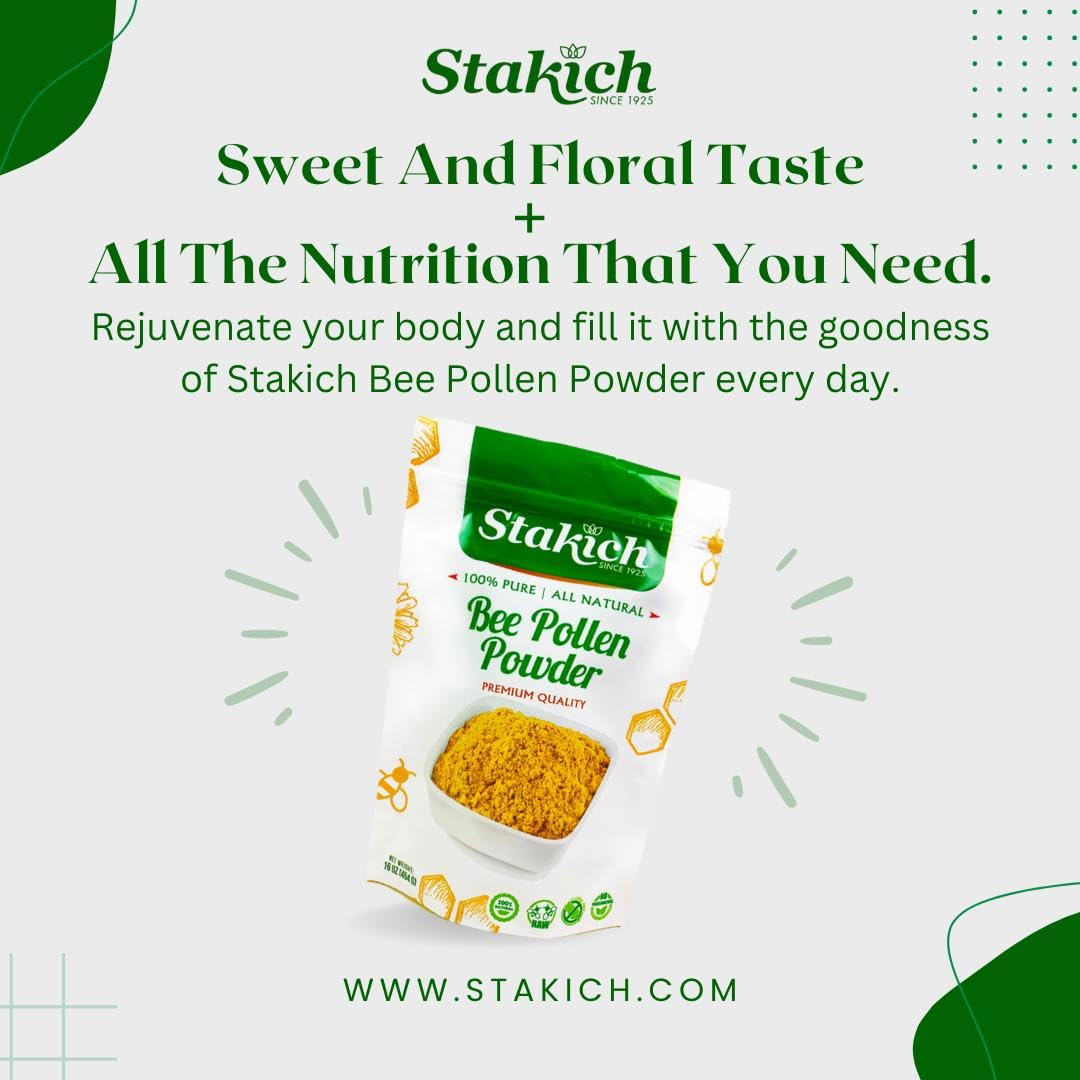 Stakich Bee Pollen Powder, 16 oz