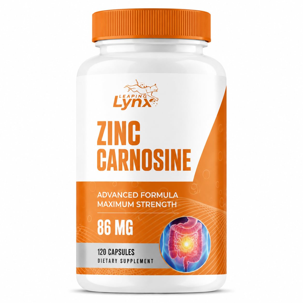 Leaping Lynx Zinc Carnosine 86 mg – Clinically Studied Zinc + L-Carnosine Complex for Gut Lining & Stomach Support, 120 Capsules