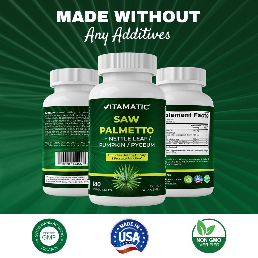Vitamatic Saw Palmetto + Nettle Leaf/Pumpkin/Pygeum, 180 Capsules
