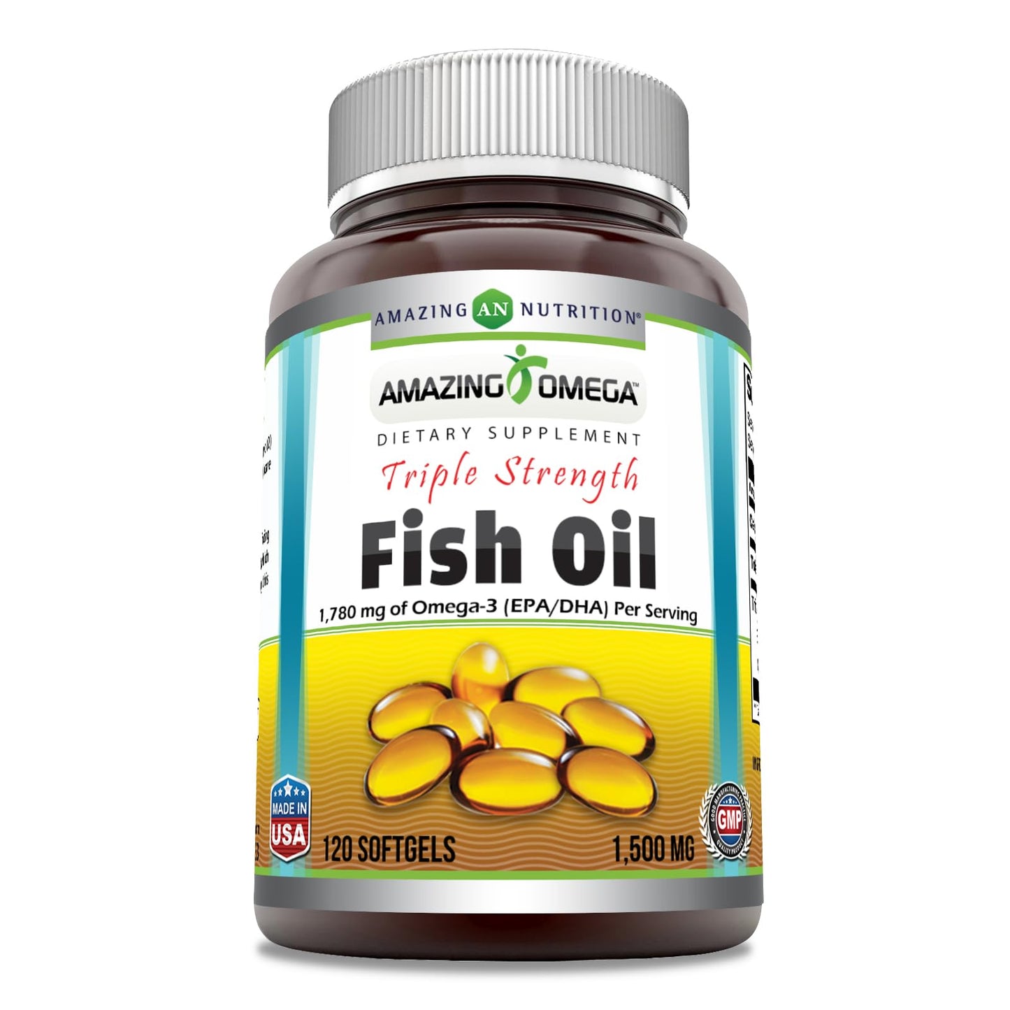 Amazing Nutrition Omega Triple Strength Fish Oil Supplement Softgel 120 Softgels