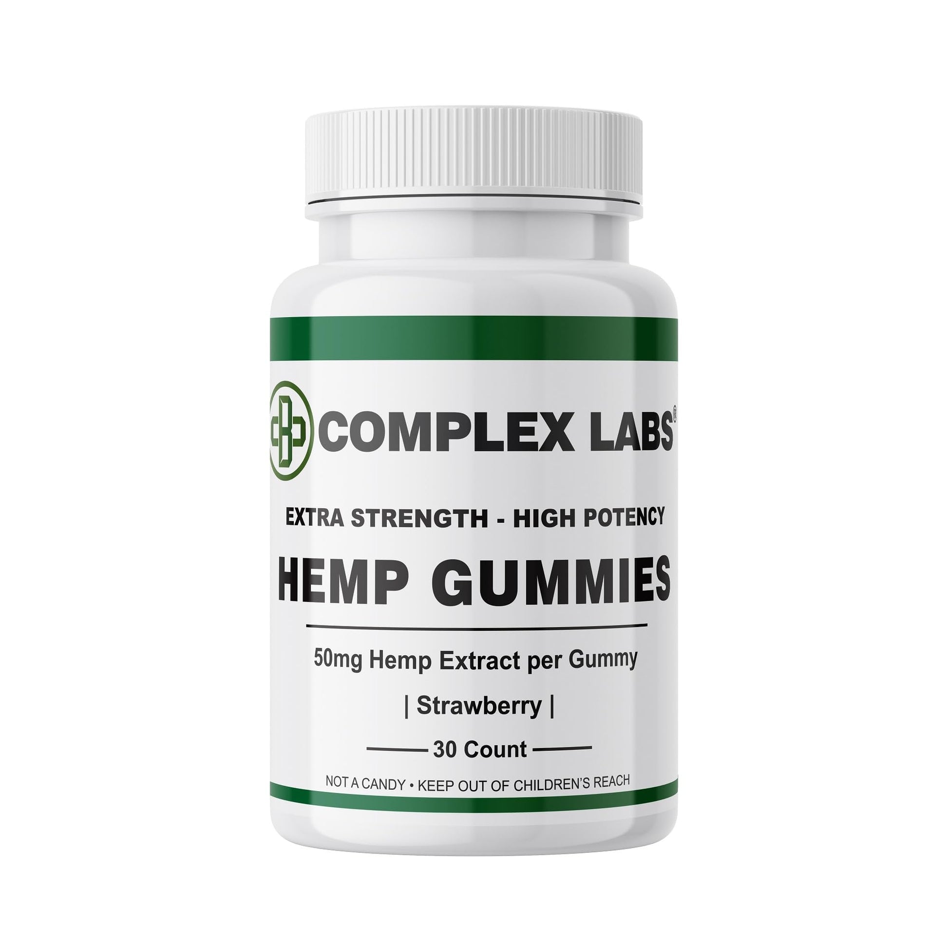 Cbdcomplex Labs Hemp Gummies 50mg per Gummy, 1500mg per Bottle, Strawberry, 30 Count