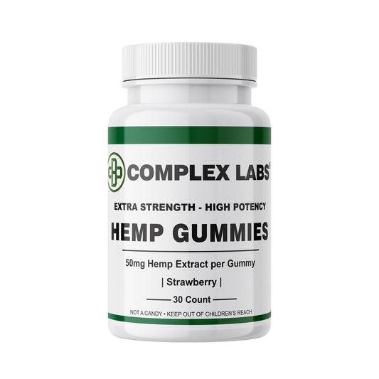 Cbdcomplex Labs Hemp Gummies 50mg per Gummy, 1500mg per Bottle, Strawberry, 30 Count