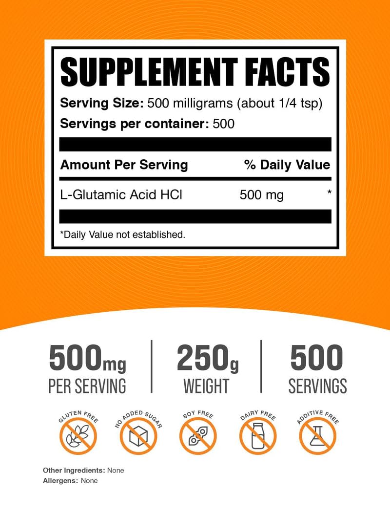 BulkSupplements L-Glutamic Acid HCl Powder 8.82 oz