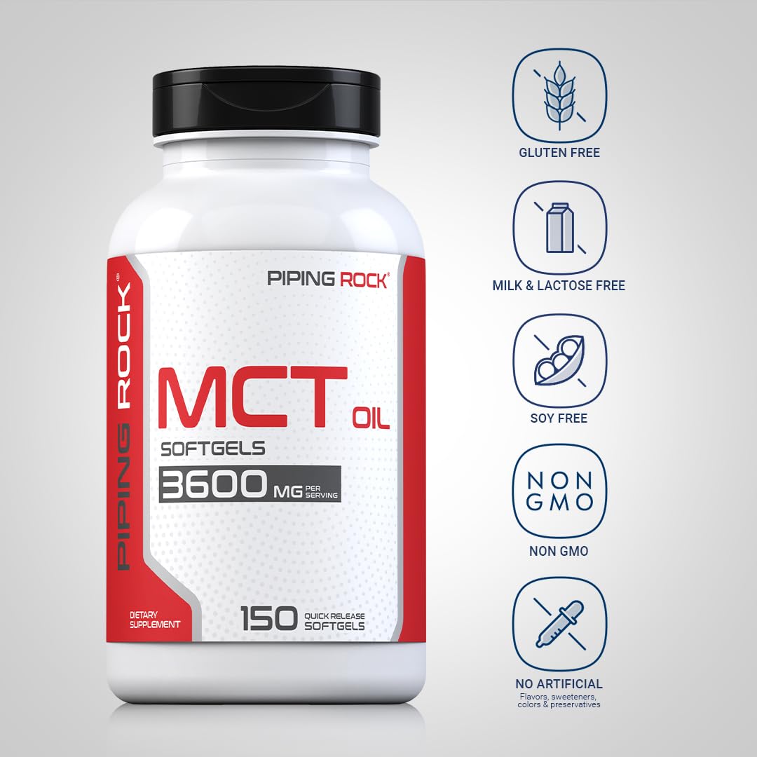 Piping Rock MCT Oil Softgel Capsules 3600mg, 150 Softgels