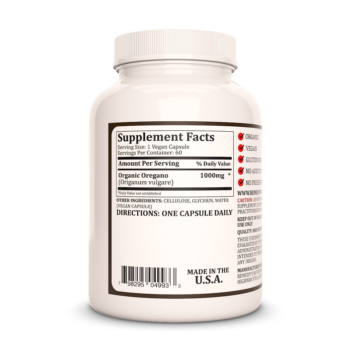 Remedy’s Nutrition Mediterranean Oregano 1,000 mg Capsules 60 Count