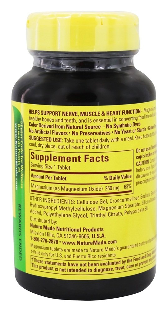 Nature Made Magnesium Oxide 250 mg Tablets, 600 Tablets