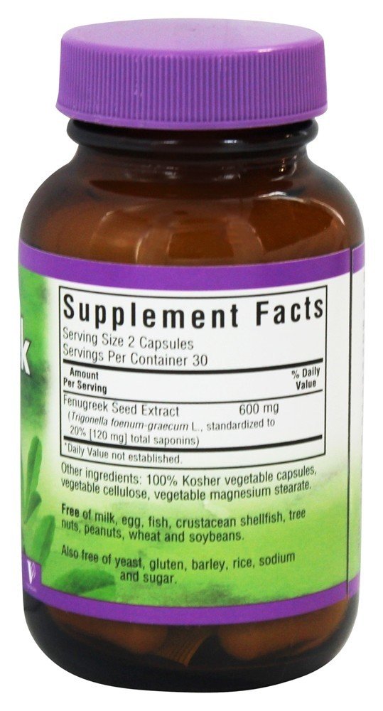 BlueBonnet Standardized Fenugreek Seed Extract 600 mg Capsules, 60 Vegetable Capsules