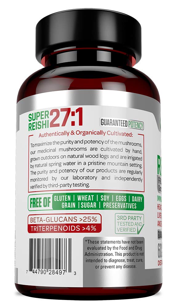 teraherbs Organic Reishi Mushroom Extract Capsules 60 Count