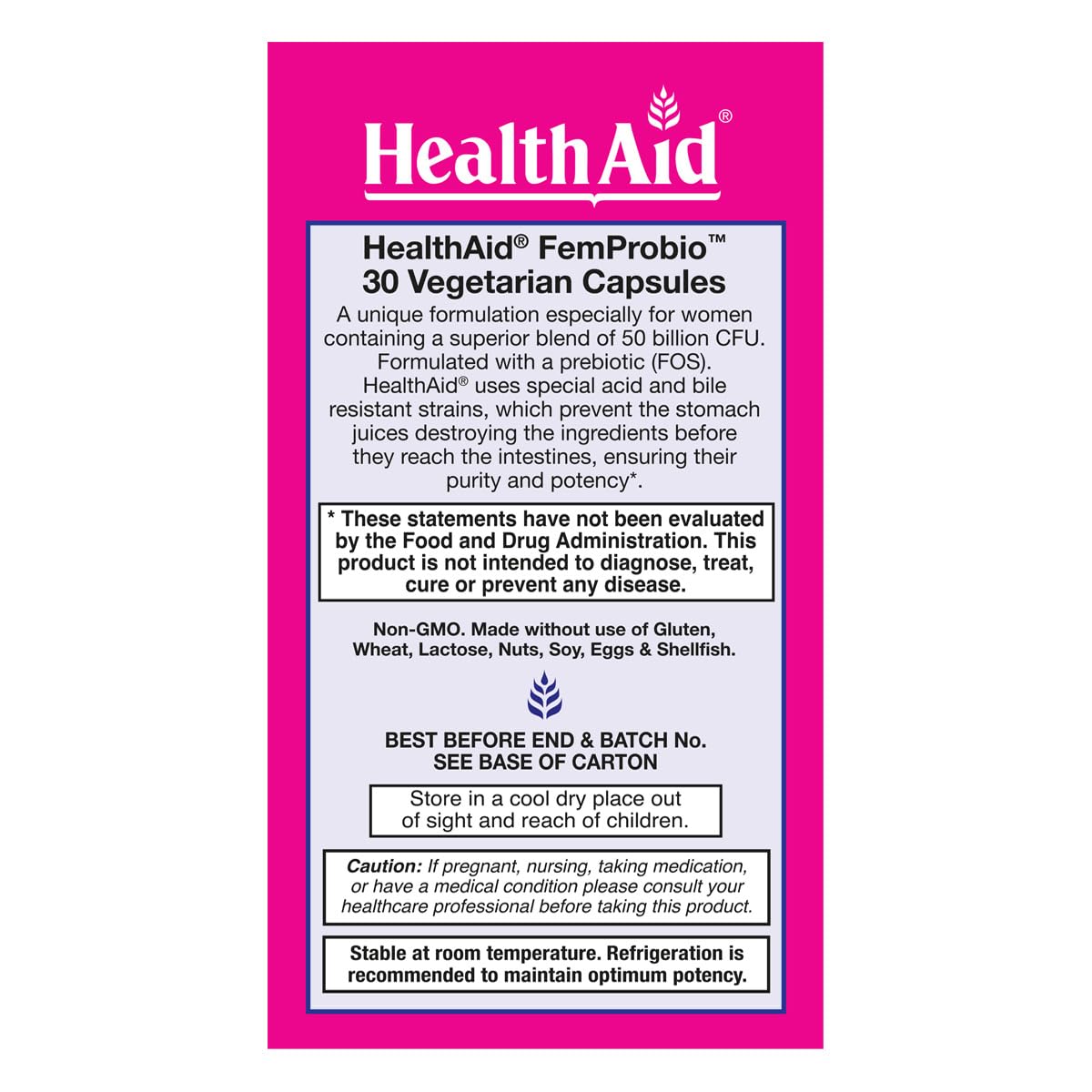 HealthAid FemProbio Probiotic Capsule, 30 Count