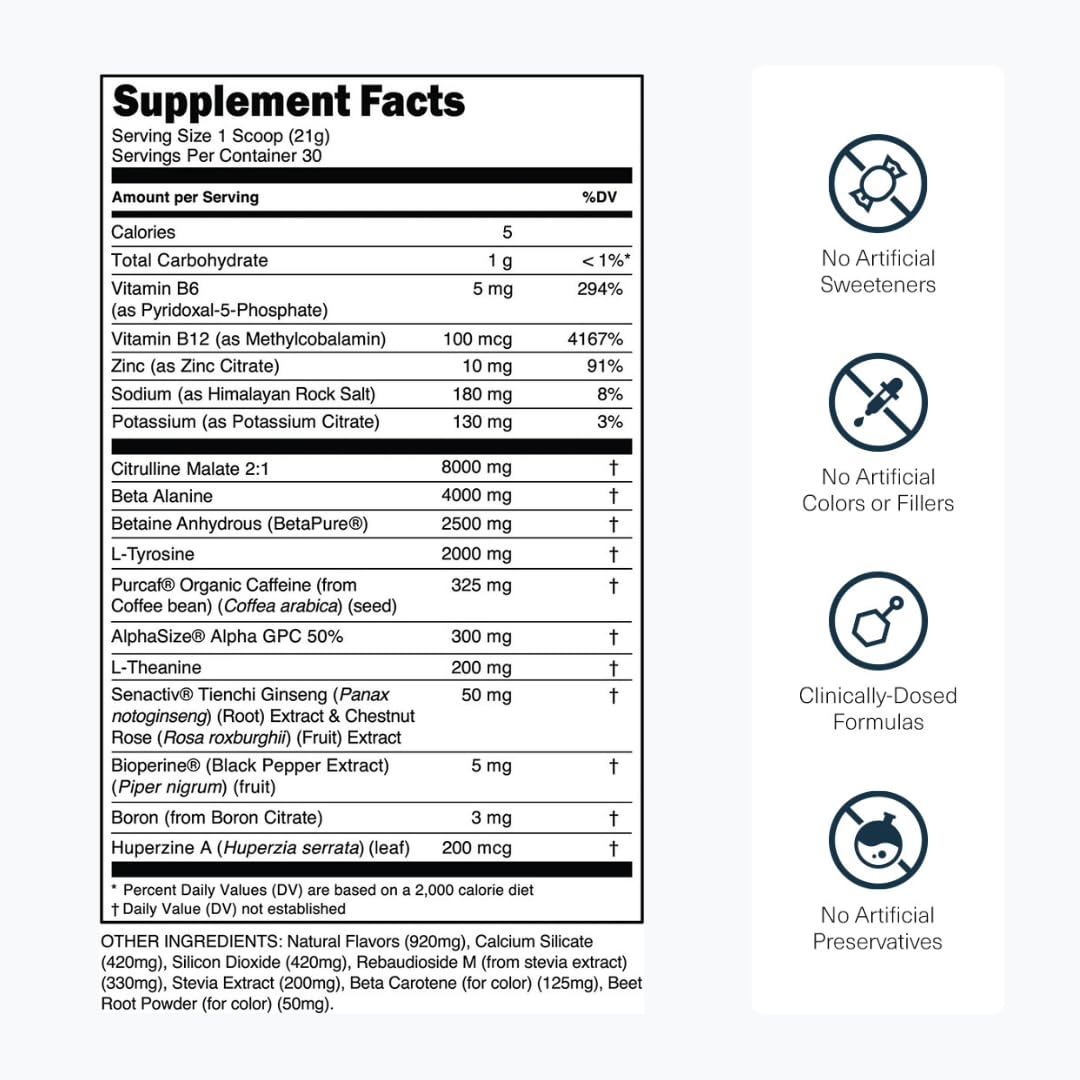 Transparent Labs Bulk Black Pre Workout Powder 22.2 Servings