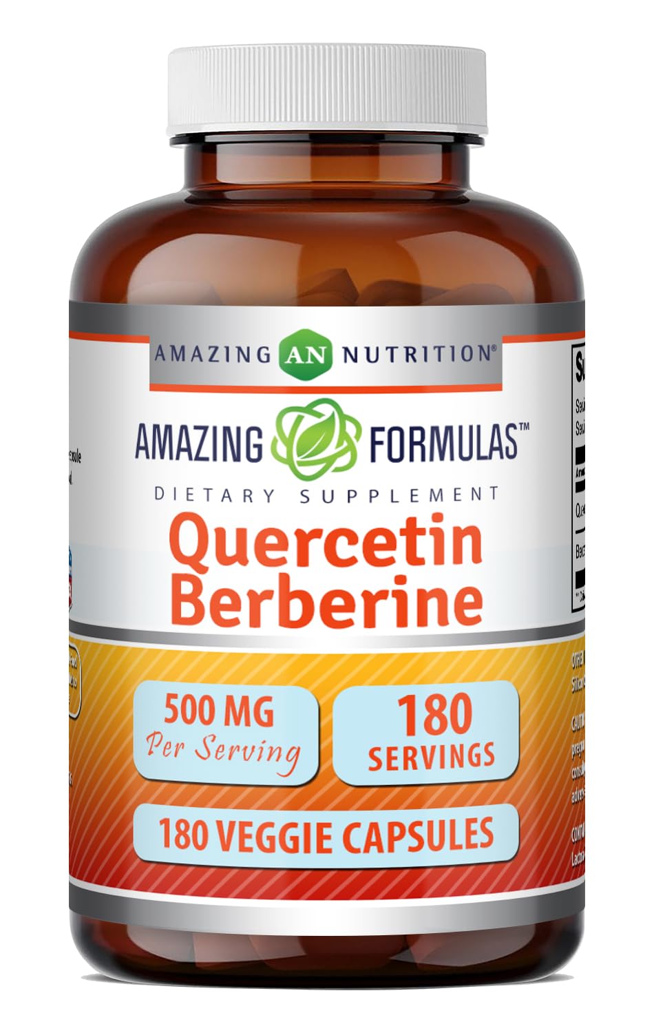 Amazing Nutrition Amazing Formulas Quercetin Berberine - 250mg Berberine and 250mg Quercetin, 180 Capsules