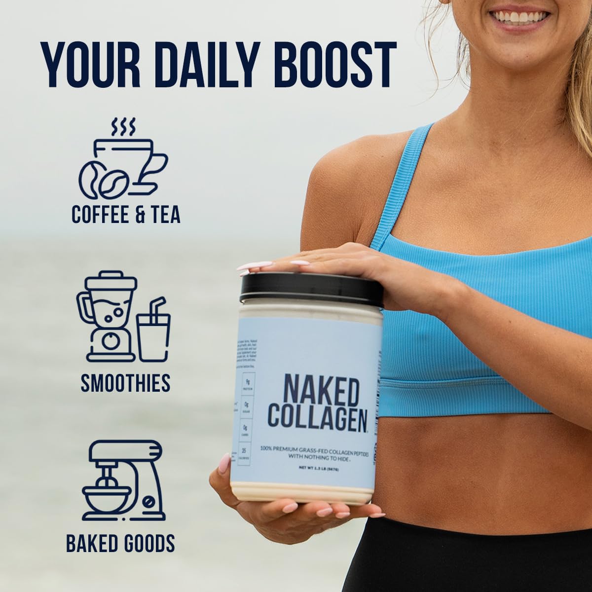 NAKED Caramel Collagen Peptides Protein Powder, 20 oz