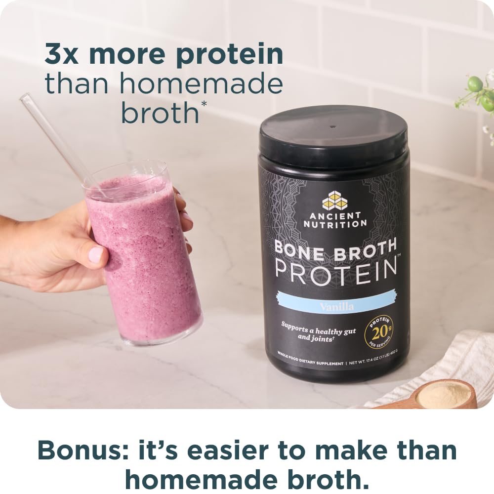 Ancient Nutrition Grass Fed Bone Broth Protein Powder 17.4