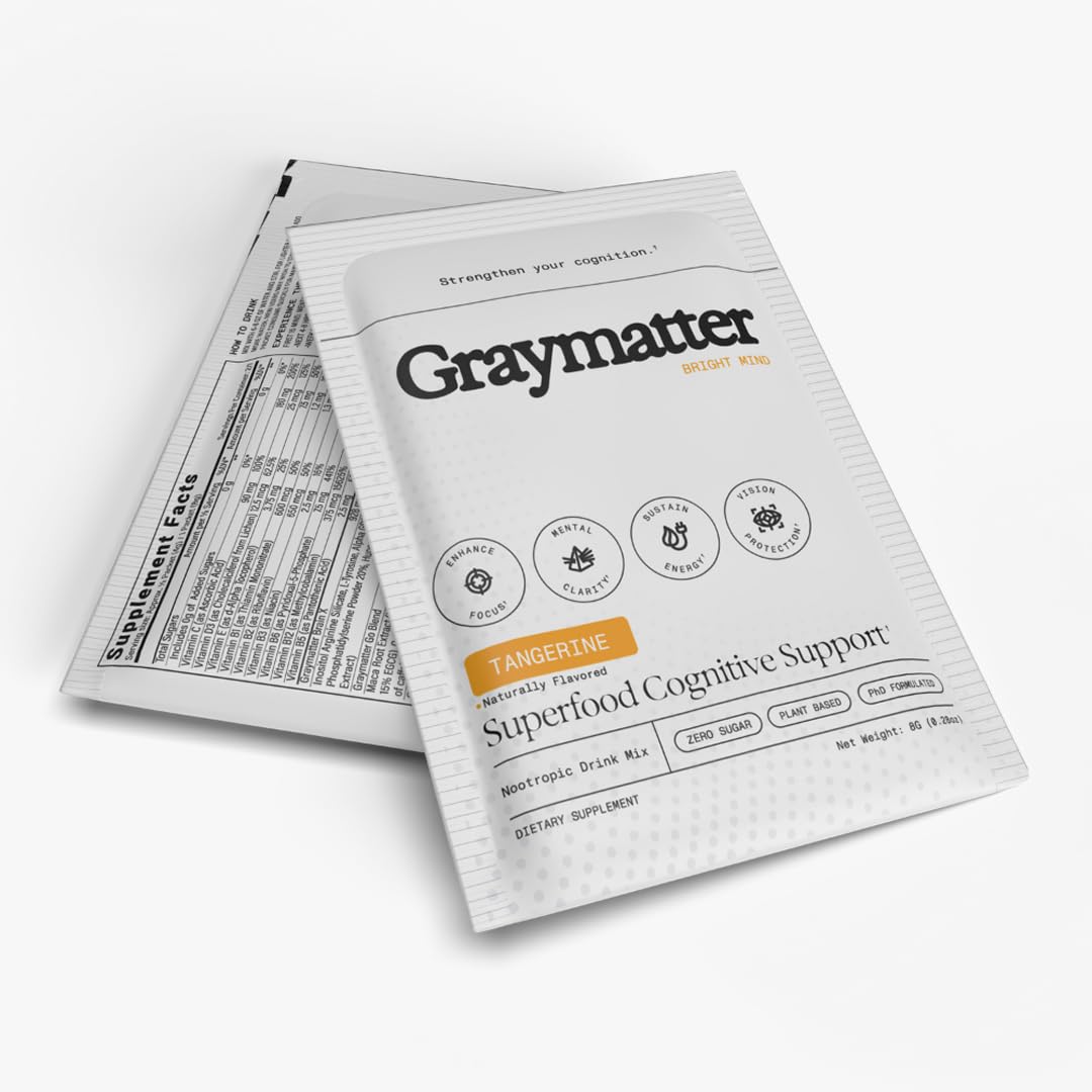 Graymatter Bright Mind Nootropic Powder, Tangerine, 20 Travel Packets