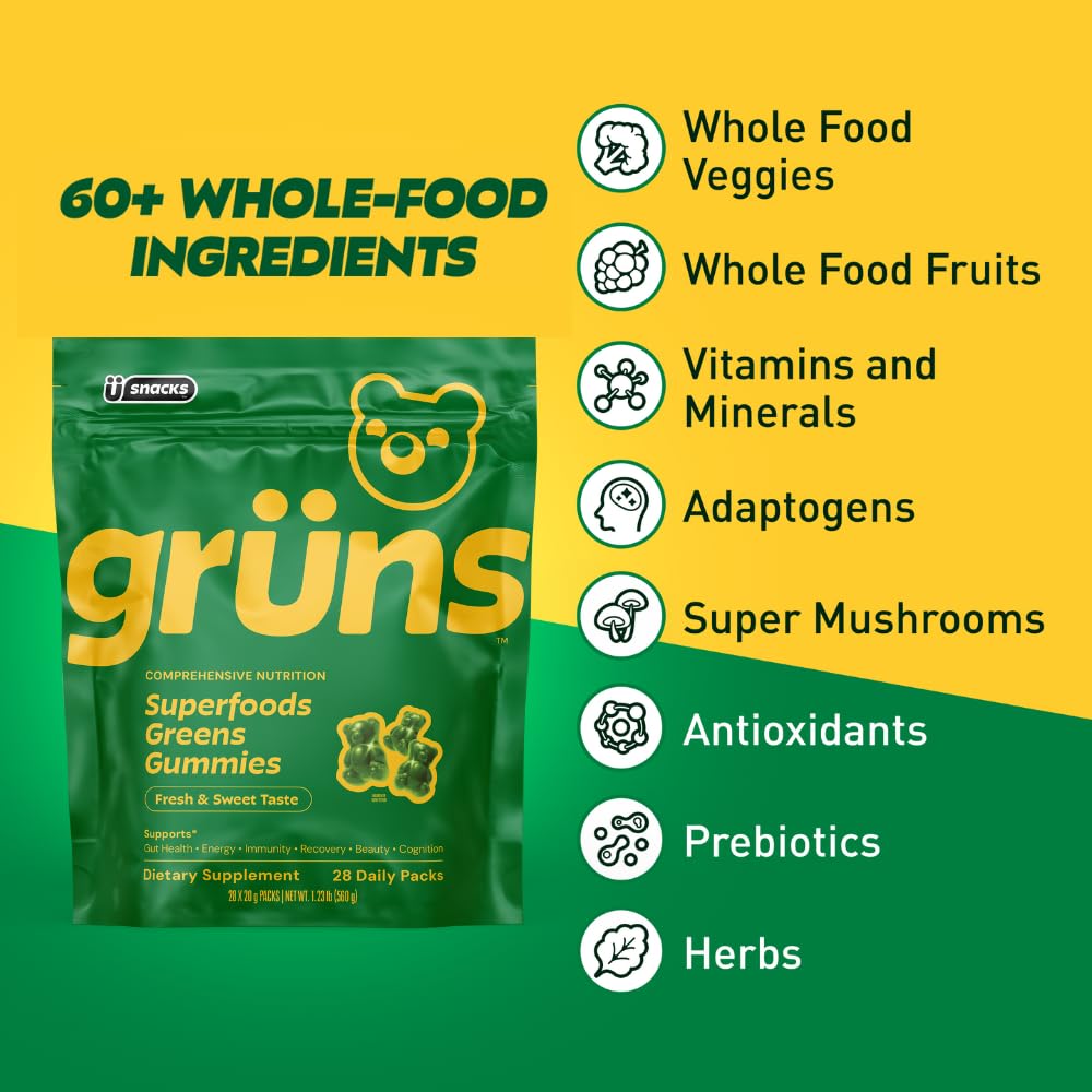 Grüns Adult Super Greens Gummies 112 Count