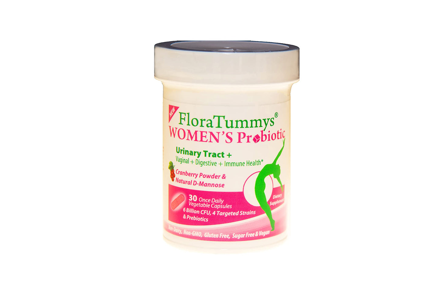 FloraTummys Women's Probiotic Cranberry Powder Capsules, 1 Count