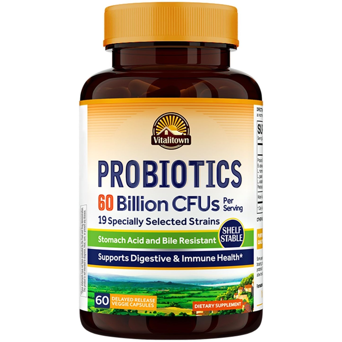 Vitalitown Probiotics + Prebiotics 60 Billion CFUs 19 Strains Capsule 60 Count