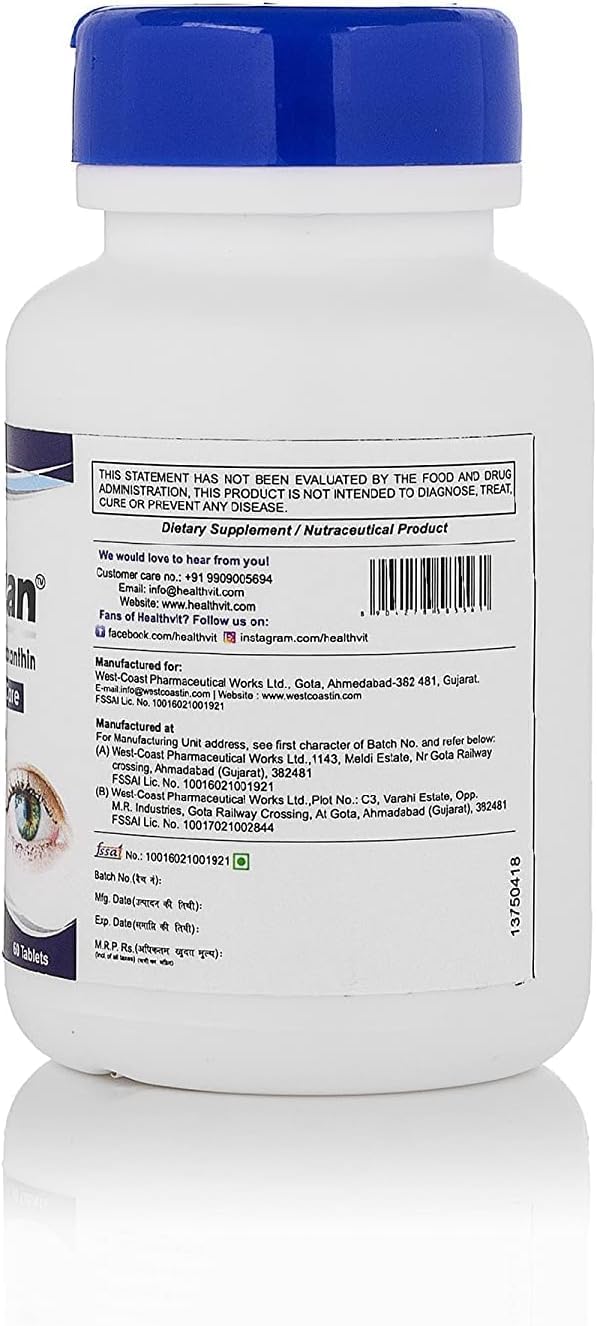 NACHT Eyevitan Eye Care with Bilberry Lutein Zeaxanthin Vitamins, 60 Tablets