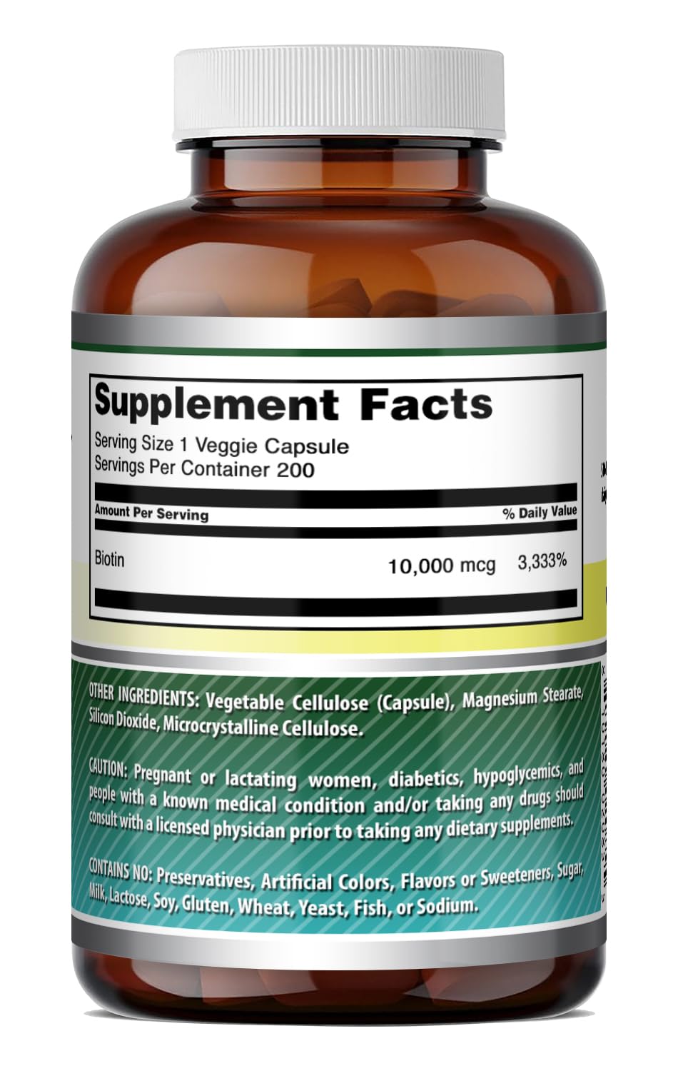 Amazing Nutrition Biotin (Vitamin B7) 10 mg Supplement Capsules, 200 Count