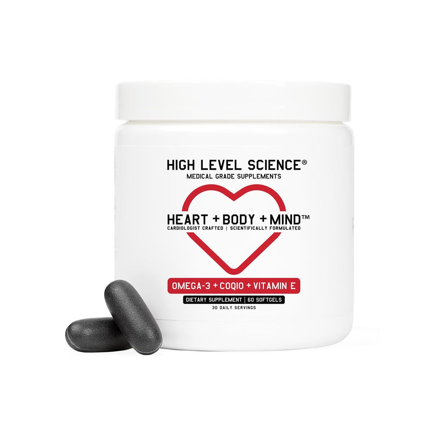 High Level CoQ10 Omega-3 Vitamin E Softgels, 60 Count