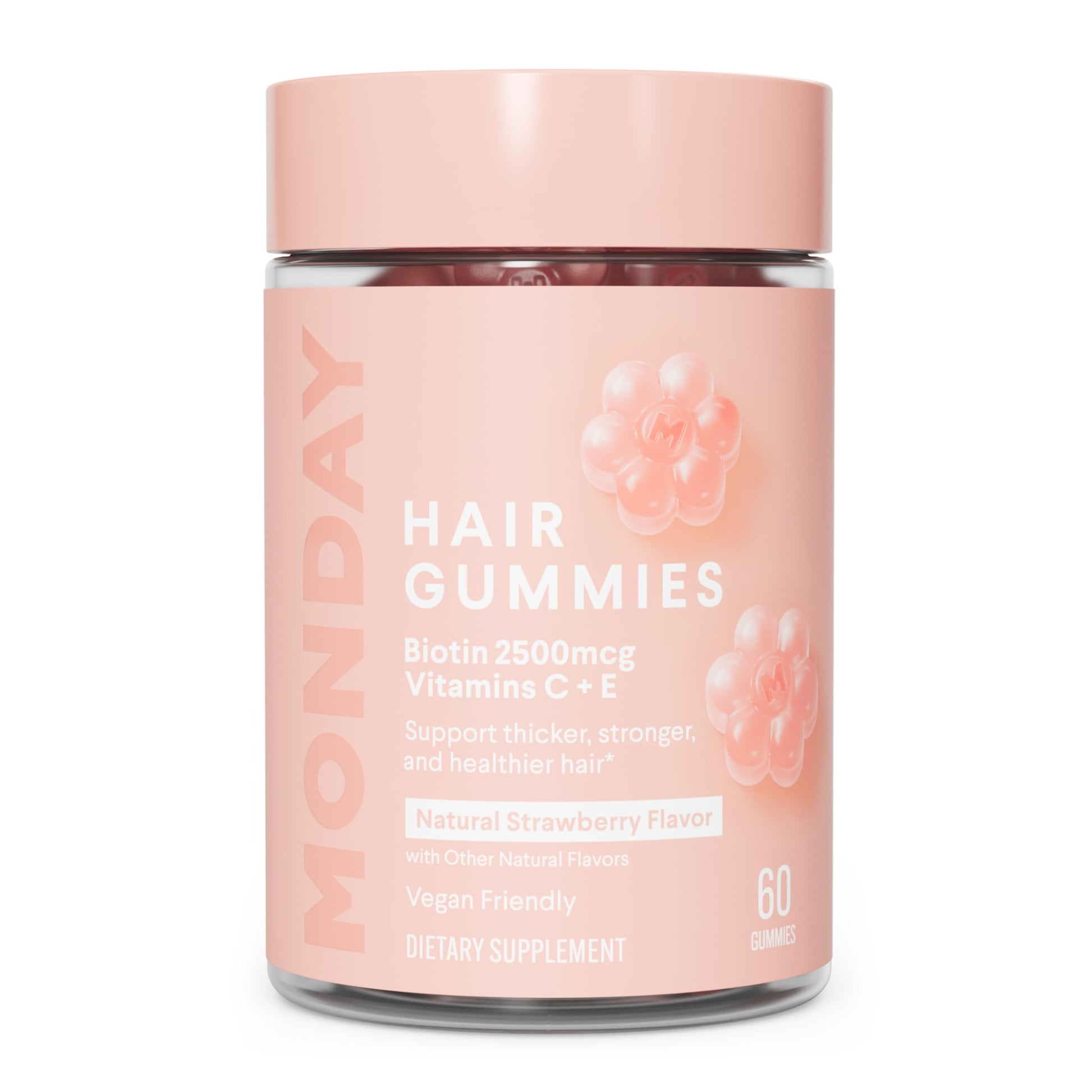 MONDAY HAIRCARE Hair Gummies with Biotin 2500 mcg, Vitamin C & Vitamin E for Thicker, Stronger Hair, 60 Gummies