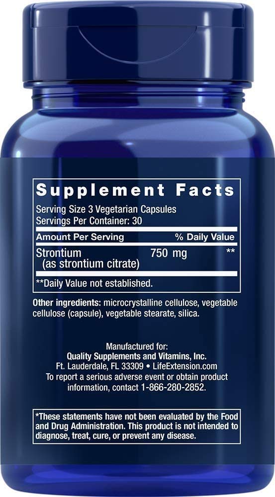 Life Extension Strontium Caps, 750 mg, 180 Veggie Capsules