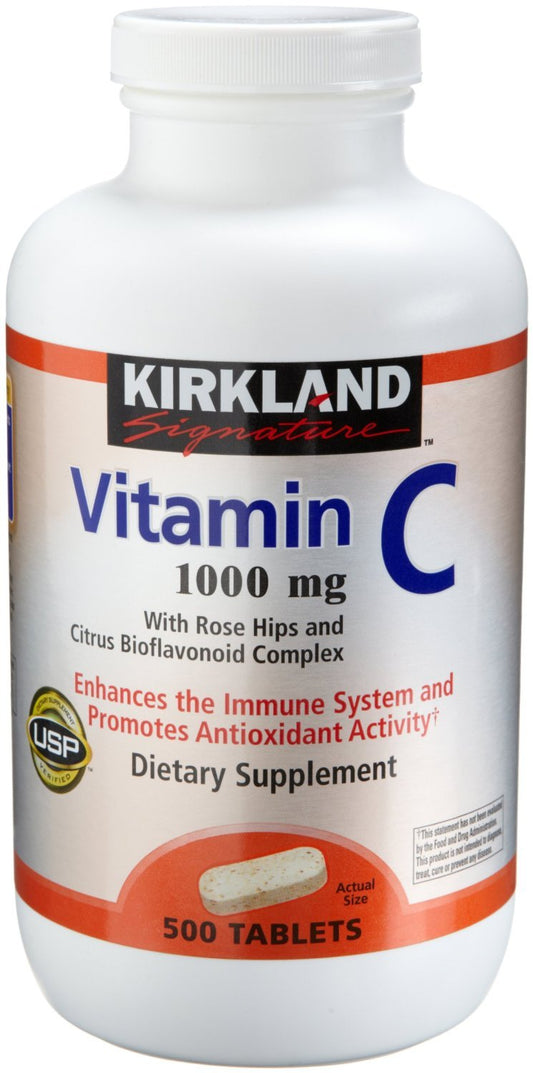 Kirkland Vitamin C with Rose Hips and Citrus Bioflavonoid Complex 1000 mg Tablets, 500 Tablets