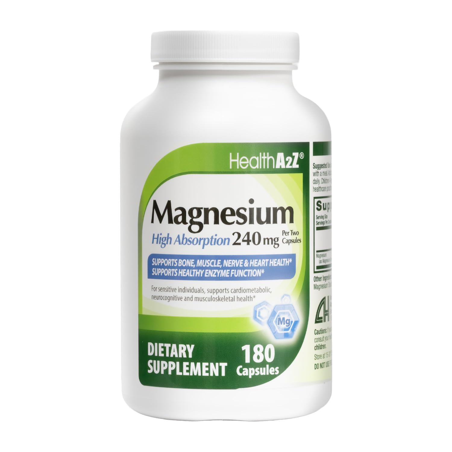 HealthA2Z Magnesium Glycinate 240 mg High Absorption Dietary Supplement, 60 Capsules