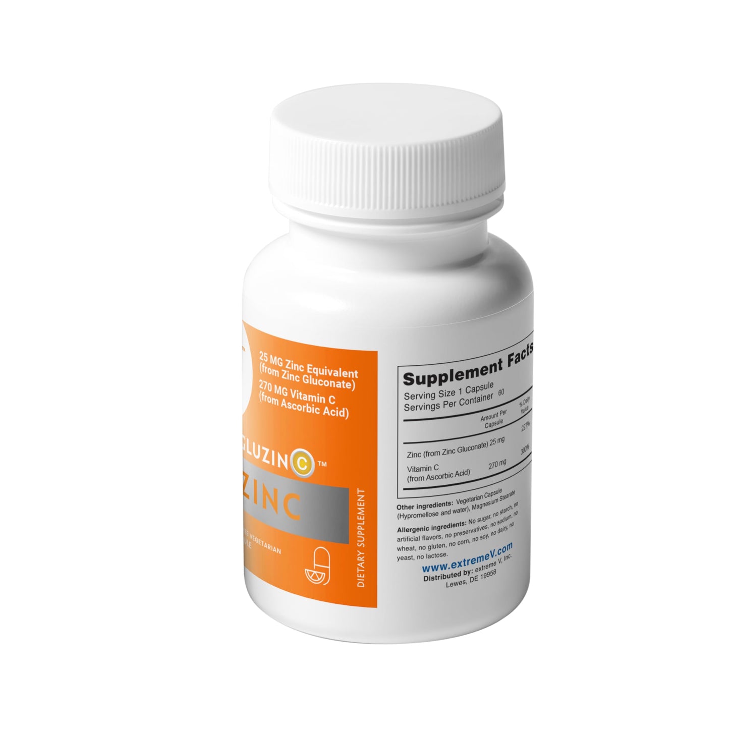 Extreme V GluzinC Zinc & Vitamin C Supplement 120 Capsules