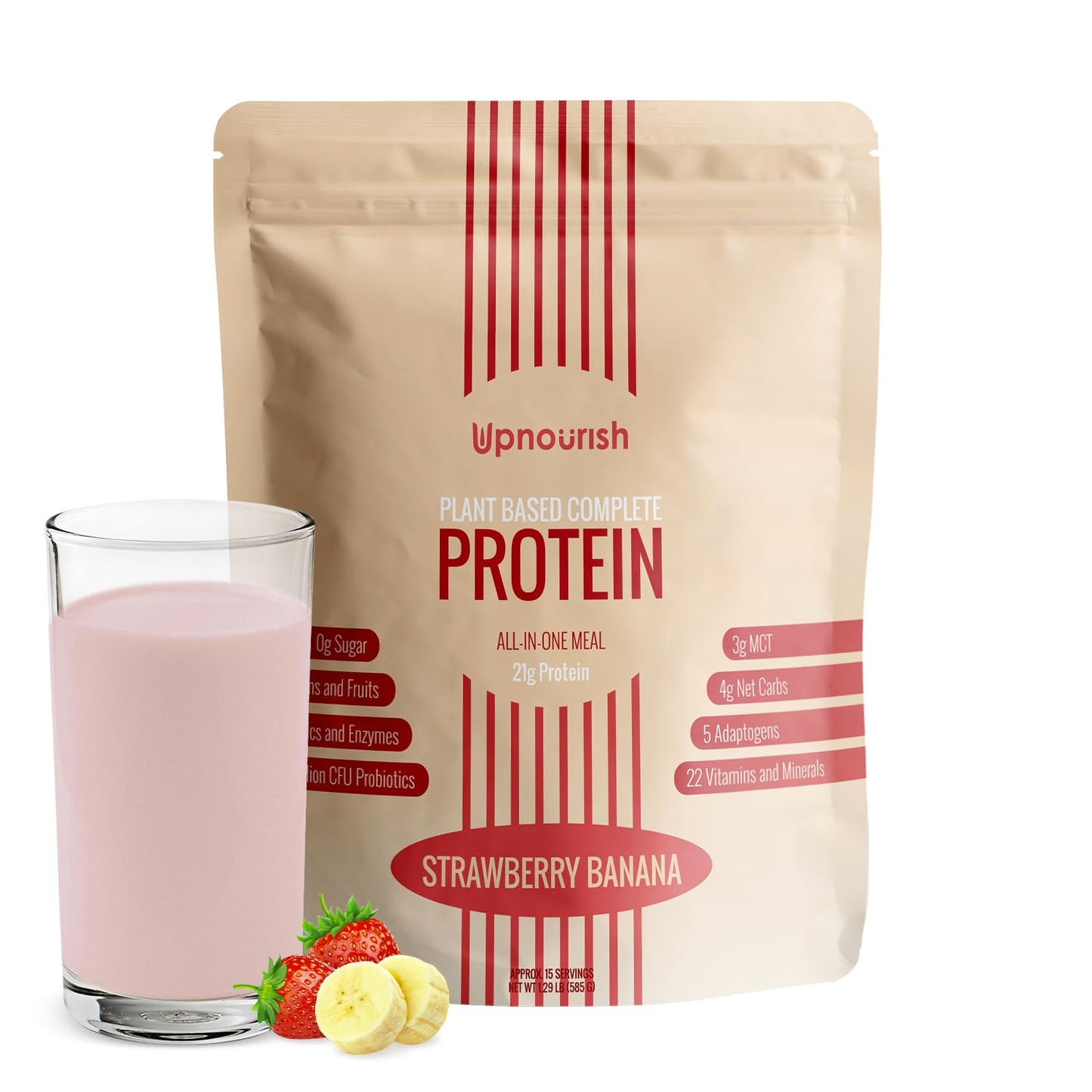 UpNourish Strawberry Banana Vegan Protein Powder 22.24 oz
