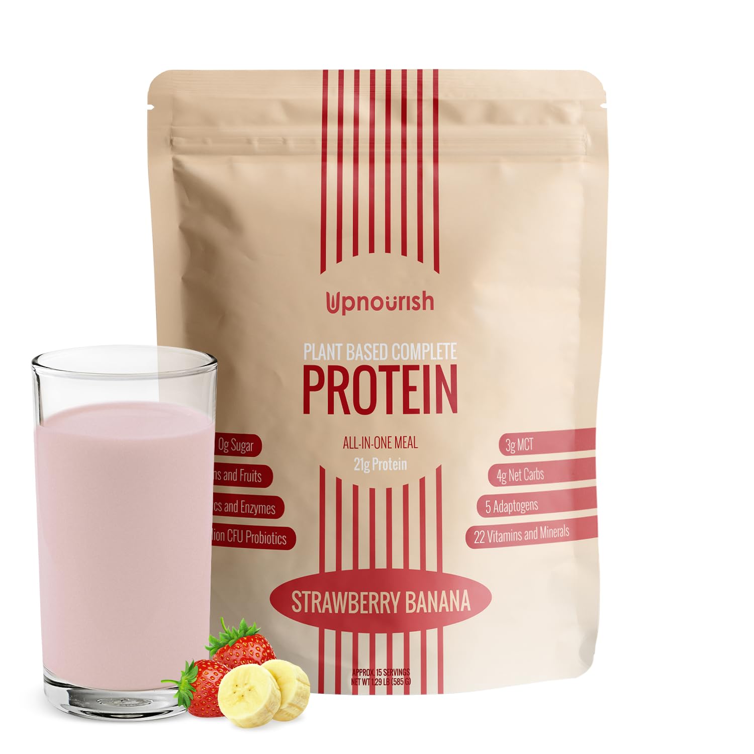 UpNourish Strawberry Banana Vegan Protein Powder 22.24 oz