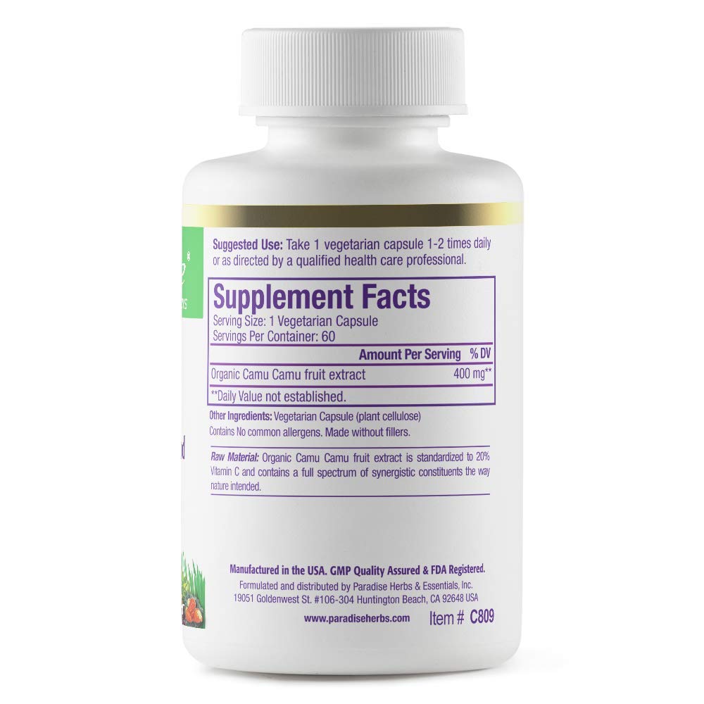 Paradise Herbs Camu Camu Extract 400 mg 60 Capsules
